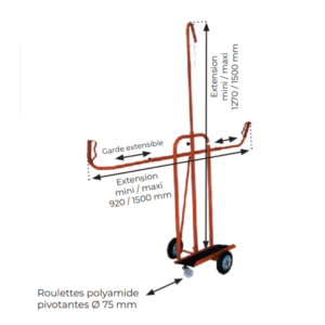 Chariot acier porte panneaux avec bras extensibles