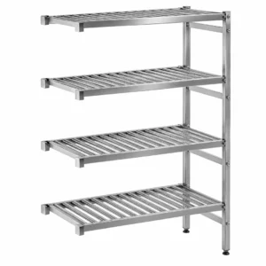 Rayonnage d'angle à clayettes aluminium anodisé – 2050 mm
